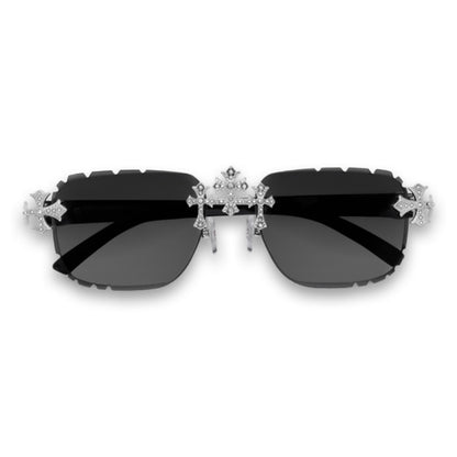 Black Lens with Black Temple Triple Cross Sunglasses - ASG-130
