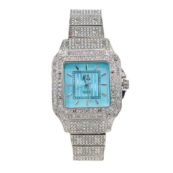 Ladies Iced-Out 34mm Metal Band Watch - 9204-MB