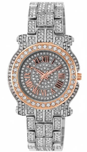 Ladies Iced-Out 35mm Metal Band Watch - 7341L-MB