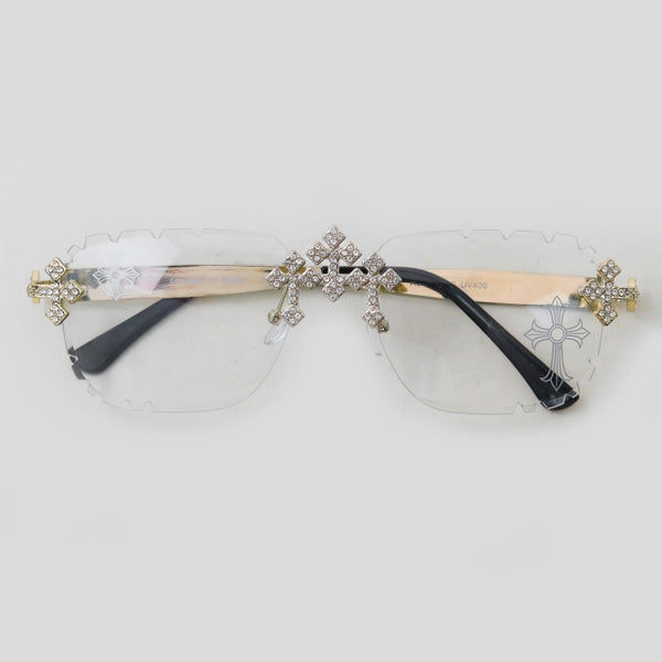 Etched Cross Rimless Fashion Sunglasses - ASG-138