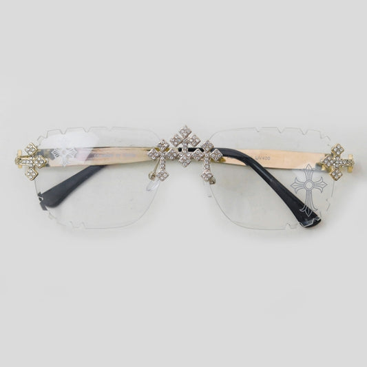 Etched Cross Rimless Fashion Sunglasses - ASG-138