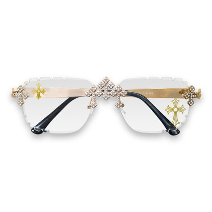Etched Cross Rimless Sunglasses - ASG-137