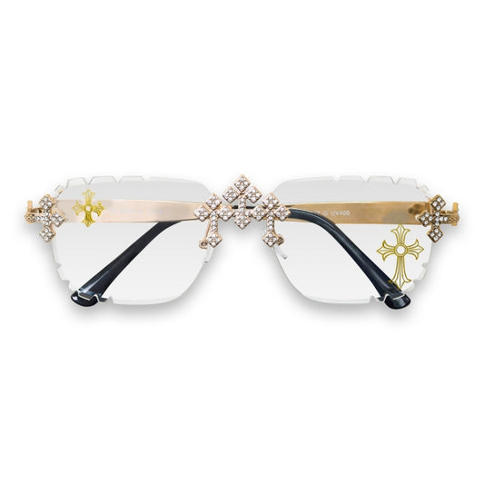 Etched Cross Rimless Sunglasses - ASG-137