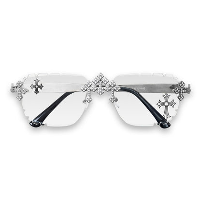 Etched Cross Rimless Sunglasses - ASG-137