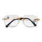 Etched Cross Clear Lens Rimless Sunglasses - ASG-488