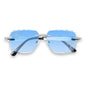 Etched Cross Blue Gradient Lens Rimless Sunglasses - ASG-489