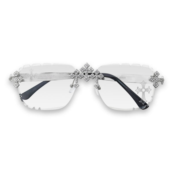 Etched Cross Rimless Fashion Sunglasses - ASG-138