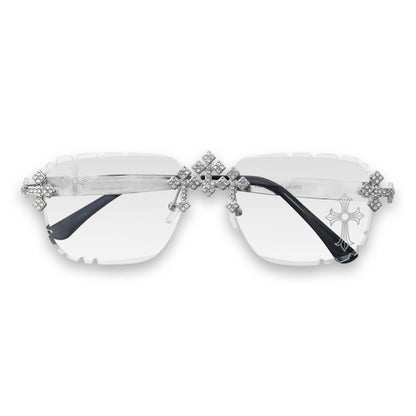 Etched Cross Rimless Fashion Sunglasses - ASG-138