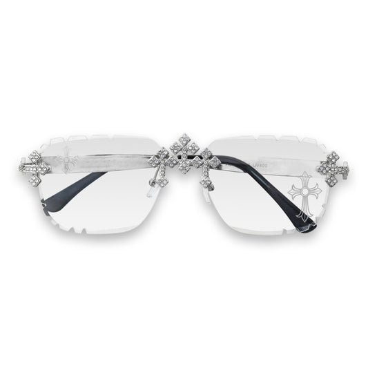 Etched Cross Rimless Fashion Sunglasses - ASG-138