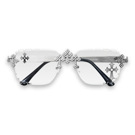 Etched Cross Rimless Sunglasses - ASG-137