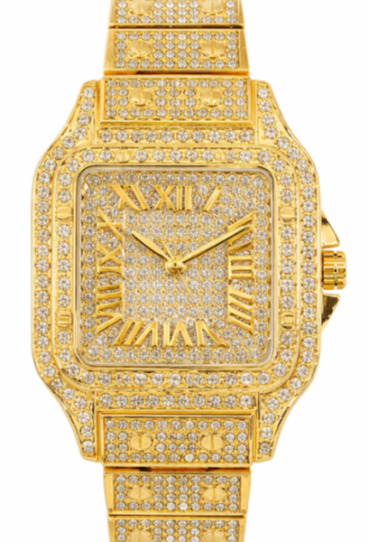 Ladies Iced-Out 34mm Metal Band Watch - 9204L-MB