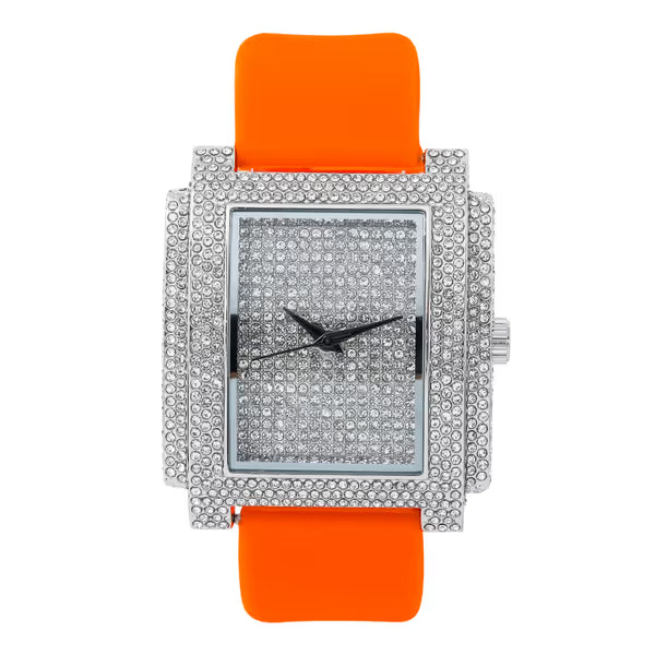 Urban Iced-Out Chandelier Silicon Band Watch - 10340-MB