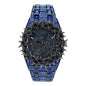 Men’s Iced-Out Spiked Bezel Metal Band Watch – 10330A-MB