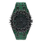 Men’s Iced-Out Spiked Bezel Metal Band Watch – 10330A-MB
