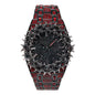 Men’s Iced-Out Spiked Bezel Metal Band Watch – 10330A-MB