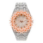 Men’s Iced-Out Spiked Bezel Metal Band Watch – 10330A-MB