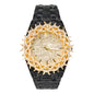 Men’s Iced-Out Spiked Bezel Metal Band Watch – 10330A-MB