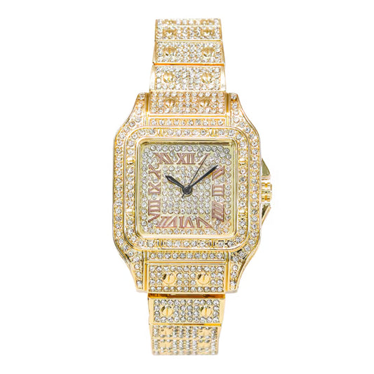 Ladies Iced-Out 34mm Metal Band Watch - 9204L-MB