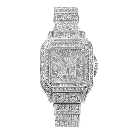 Ladies Iced-Out 34mm Metal Band Watch - 9204L-MB