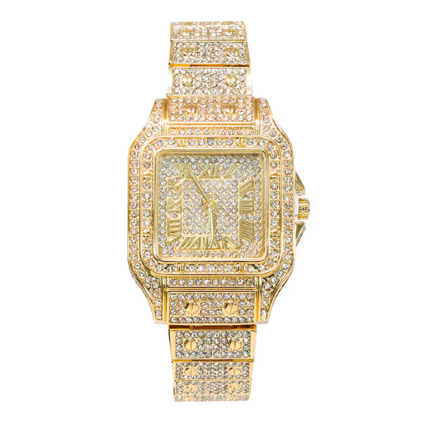 Ladies Iced-Out 34mm Metal Band Watch - 9204L-MB