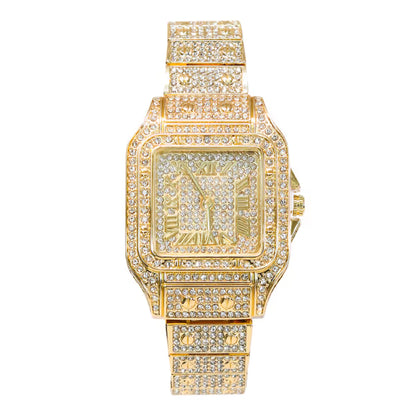 Ladies Iced-Out 34mm Metal Band Watch - 9204L-MB