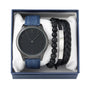 Denim Leather Band Watch and Bracelets Set - W2BR-007