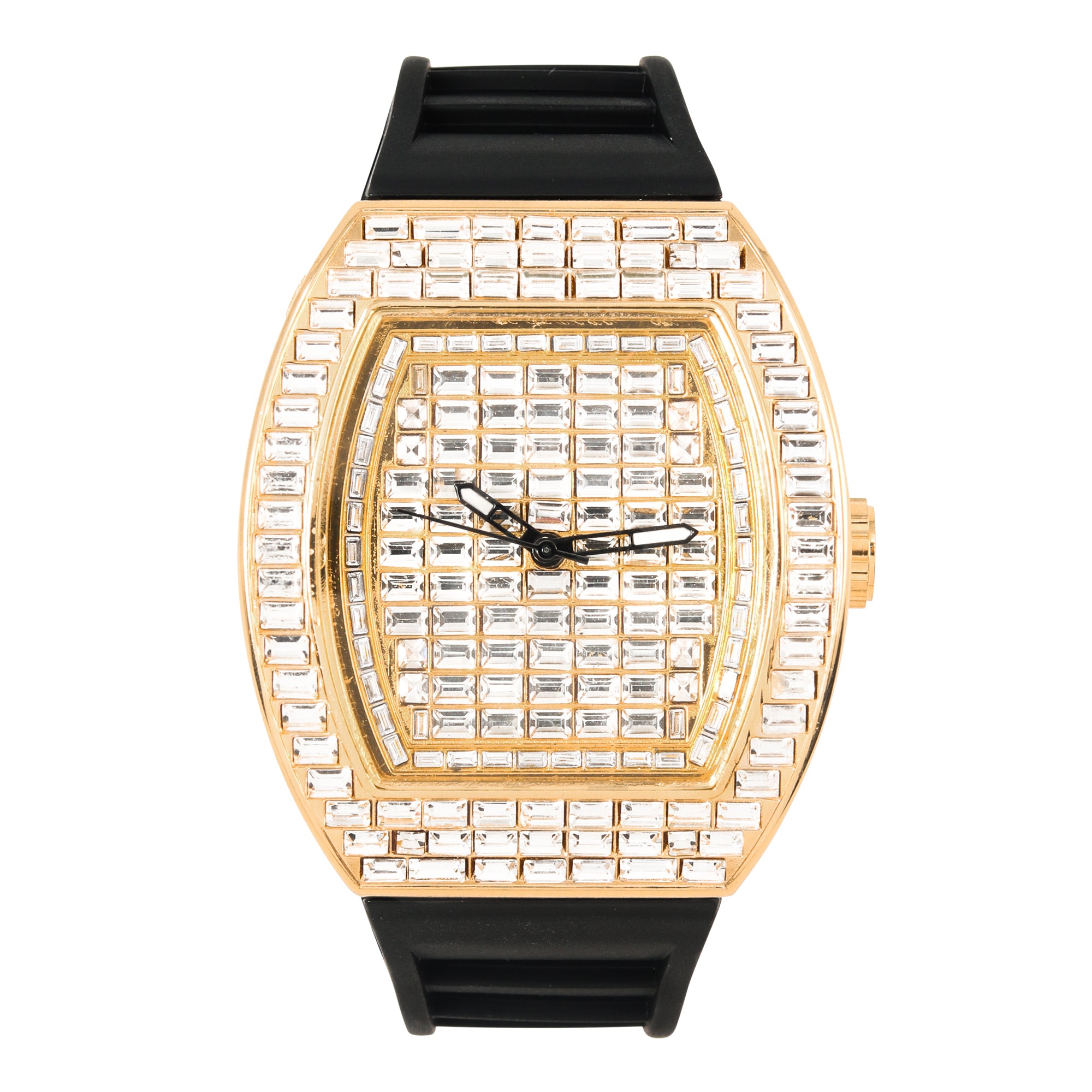 Men's Silicone Band Watch 43mm Gold - Tonneau Bezel