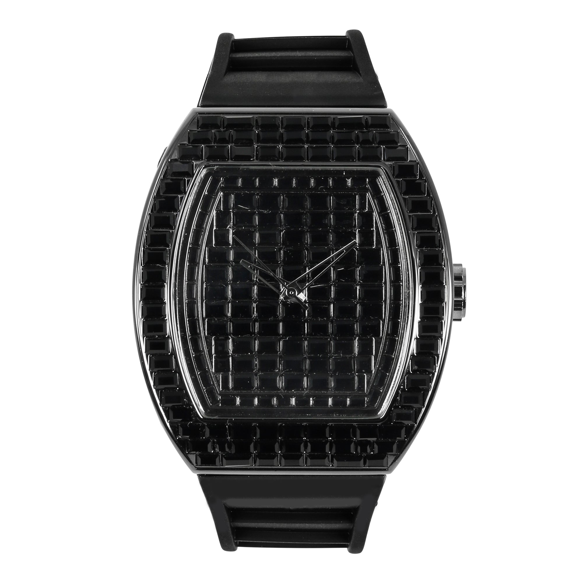 Men's Silicone Band Watch 43mm Black - Tonneau Bezel