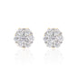 10mm moissanite cluster earrings in sterling silver with round 0.96ct diamonds, front view.