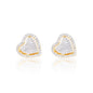 12mm heart moissanite cluster earrings in gold with pavé diamond studs.