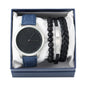 Denim Leather Band Watch and Bracelets Set - W2BR-007
