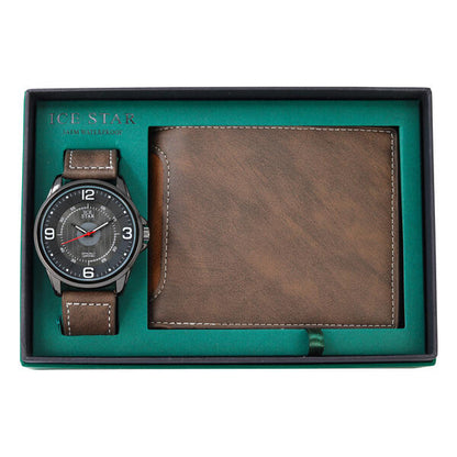 Men's Classic Leather Band Watch and Wallet Gift Set - WWS-9379