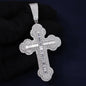 Iced Out 7.98CT Moissanite Budded Cross Pendant in Premium Sterling Silver