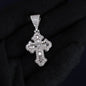 Iced Out 2.49CT Moissanite Baguette Flared Cross Pendant in Premium Sterling Silver