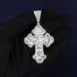 Baguette Iced Out 11.1CT Moissanite Flared Cross Pendant in Premium Sterling Silver