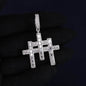 Iced Out 3.44CT Moissanite Baguette Triple Cross Pendant in Premium Sterling Silver