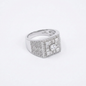 Iced Out 2.64CT Moissanite Rectangular Cluster Signet Ring in Premium Sterling Silver