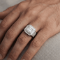 Iced Out 6.37CT Moissanite Princess Cut Baguette Halo Ring in Premium Sterling Silver