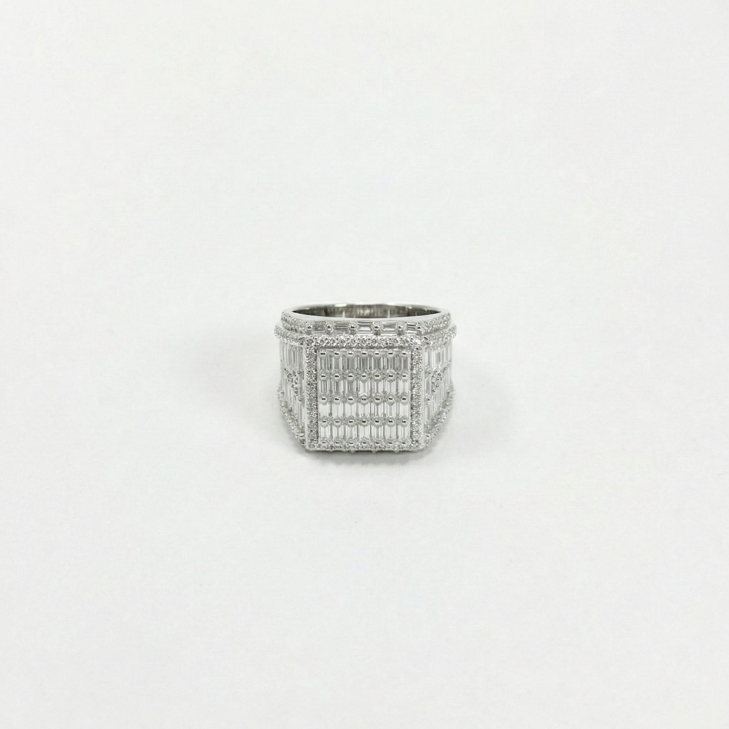 Iced Out 4.5CT Moissanite Square Baguette Cluster Ring in Premium Sterling Silver