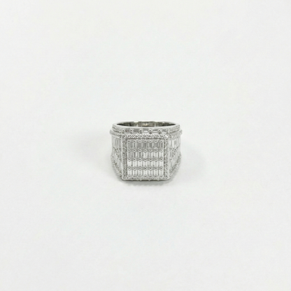 Iced Out 4.5CT Moissanite Square Baguette Cluster Ring in Premium Sterling Silver