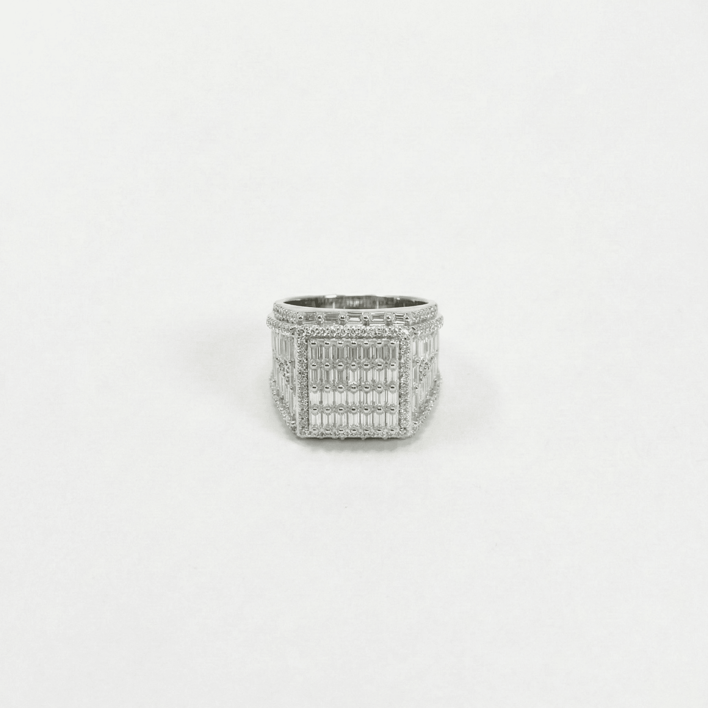 Iced Out 4.5CT Moissanite Square Baguette Cluster Ring in Premium Sterling Silver