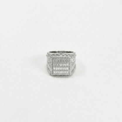 Iced Out 4.5CT Moissanite Square Baguette Cluster Ring in Premium Sterling Silver