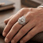 Iced 0.41CT Moissanite Lion Head Crown Ring in Premium Sterling Silver