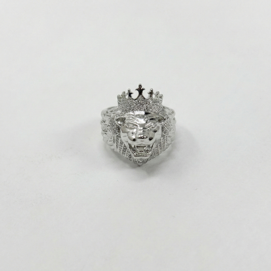 Iced 0.41CT Moissanite Lion Head Crown Ring in Premium Sterling Silver
