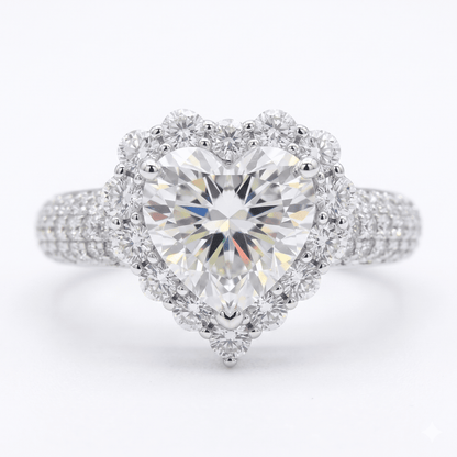 Iced Out 1.39CT Moissanite Heart Ring in Premium Sterling Silver