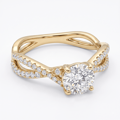Iced Out 1.38CT Moissanite Round Cut Twisted Band Pavé Ring in Premium Sterling Silver