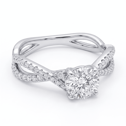 Iced Out 1.38CT Moissanite Round Cut Twisted Band Pavé Ring in Premium Sterling Silver