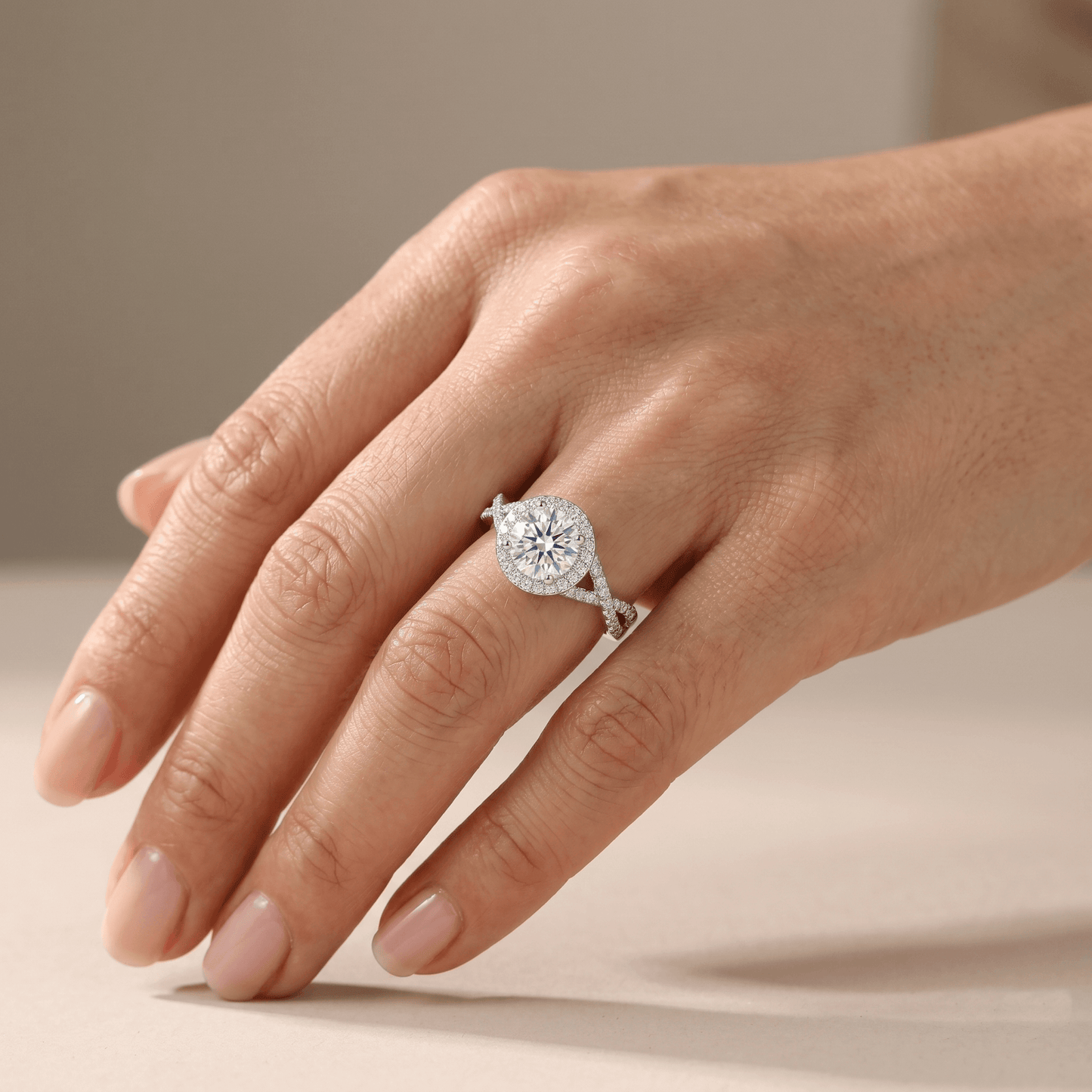 Iced Out 1.37CT Moissanite Round Cut Halo Ring in Premium Sterling Silver