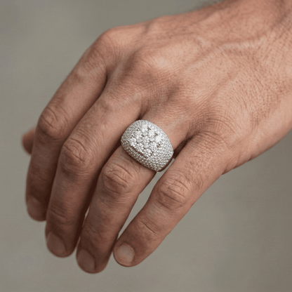 Iced Out 5.24CT Moissanite Cushion Cluster Ring in Premium Sterling Silver