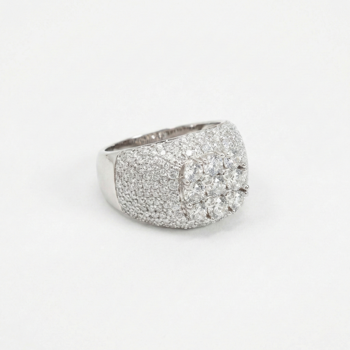 Iced Out 5.24CT Moissanite Cushion Cluster Ring in Premium Sterling Silver